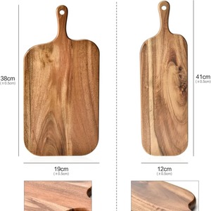 Tabla de cortar de madera de acacia de 38x19cm y 41x12cm con asa para uso en la cocina - Product Image 1