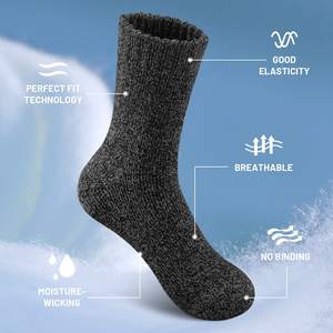 Fabricants de haute qualité Conception de logo personnalisé Chaussettes d'hiver en laine mérinos pour hommes - Product Image 4