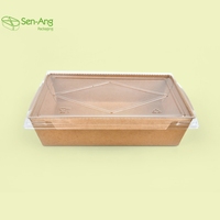 Nouvelle boîte rigide en papier kraft avec laminage mat SenAng05 de 1200 ml pour plats à emporter, pâtes, snacks, biscuits, poulet frit, sushis (lot de deux)