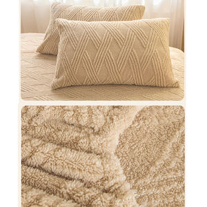 Color sólido diseño liso tafetán terciopelo Jacquard sábana ajustada sarga estampado grueso antideslizante franela ropa <span class=keywords><strong>de</strong></span> <span class=keywords><strong>cama</strong></span> sábanas colchón - Product Image 6