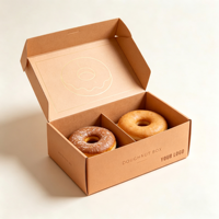 Boîte en papier kraft à couvercle rabattable, MOQ flexible, fentes personnalisées, carton mat, impression couleur, emballage pour pâtisserie pour boutique de beignets
