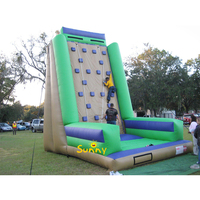 Mur d'escalade gonflable commercial en PVC pour jeux de carnaval, mur d'escalade extérieur avec toboggan, installation facile, taille personnalisable pour adultes et enfants