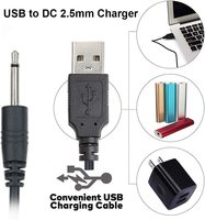 Câble adaptateur USB 2.5mm, câble de charge cc de remplacement, câble de charge rapide USB
