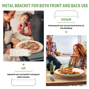 Ensemble de 5 pierres à <span class=keywords><strong>pizza</strong></span> en cordiérite très vendu, plaque de cuisson de 33 cm, long couteau, 10 bâtonnets d'huile de silicone, four à <span class=keywords><strong>pizza</strong></span> de luxe léger - Product Image 3