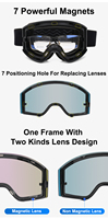 Lunettes de ski cylindriques anti-buée à verrouillage magnétique à pression, protection UV, grande taille, pour activités de plein air, vente chaude
