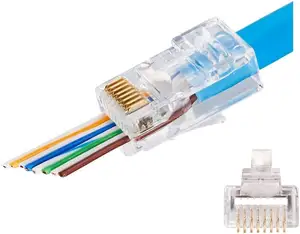 Échantillon gratuit rj 11 RJ 45 connecteur réseau sans outils 8p8c RJ45 passer par le connecteur ez UTP CAT6