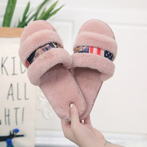 Wholesale Indoor Outdoor Open Toe Ladies Designer Slippers Plush Faux Fur Ladies Slippers Hard Wearing Soft Luxury Ladies <b>Slides</b> - Product Image 6