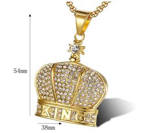 Ciondolo in oro <span class=keywords><strong>King</strong></span> <span class=keywords><strong>kong</strong></span> grande ciondolo corona ghiacciata gioielli Hip Hop ciondolo corona in acciaio inossidabile - Product Image 6