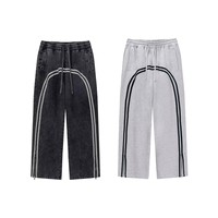Pantalon de survêtement décontracté pour homme, taille XL, style sport, coupe large, tendance, coloré, avec cordon de serrage en ruban tissé effet vieilli, taille mi-haute, coupe droite