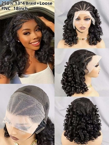 Perruques Bob frontales 13x4 en cheveux humains vierges brésiliens bruts, transparentes, pour tresses courtes à ondulations souples, pour femmes noires, 12-30 pouces, extensibles - Product Image 3