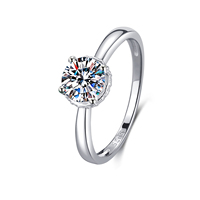 Bague en argent sterling 925 en gros, bijoux, coupe ronde brillante, 0,8 carat, bague en moissanite étincelante, bagues de fiançailles tendance pour femme