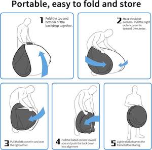 Sfondo pieghevole 1.5X2m fumo grigio verde acqua <span class=keywords><strong>Vintage</strong></span> 5 'x 6.5' sfondo reversibile Pop-up ripiegati fondali fotografici - Product Image 6