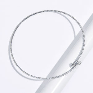 <span class=keywords><strong>Collar</strong></span> Fino y Elegante para Mujer con Colgante de Corazón de Moissanita de 0.8CT y 6mm en Plata de Ley 925, Gargantilla Sencilla de Joyería - Product Image 2