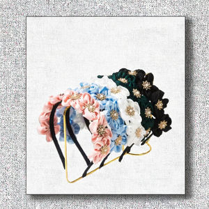 Chic Candy Color Leather Flower Headband with <b>Sparkly</b> Rhinestone Padded Hairband Bridal Wedding Hair Accessory - Product Image 3