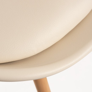 Chaise <span class=keywords><strong>de</strong></span> salle à manger en plastique beige au design <span class=keywords><strong>scandinave</strong></span> moderne avec nouveau <span class=keywords><strong>pied</strong></span> en <span class=keywords><strong>bois</strong></span> tulipe brute pour bureau à domicile ou hôtel - Product Image 5