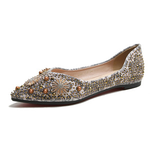 Scarpe Estive da Donna 2024, Nuova Stampa Metallica con Diamanti, Punta Appuntita, Suola Piatta, Taglie Grandi 41-43 - Product Image 1