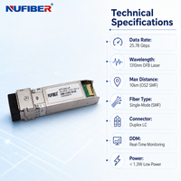 Module émetteur-récepteur optique SFP28 25GBASE-LR 25G 1310nm monomode OS2 fibre 10km duplex LC DDM DOM Hot Pluggable