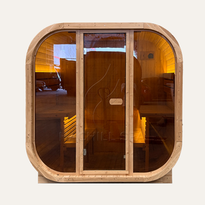 Hachillspa Sauna en cube extérieur traditionnel sur mesure Porte en verre pleine longueur Toit en <span class=keywords><strong>bardeau</strong></span> de qualité supérieure Capacité de 4 à 6 personnes - Product Image 3
