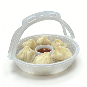 Bandeja Desechable Blanca de Plástico PP en Forma de <span class=keywords><strong>Cesta</strong></span> para Dumplings, Shaomai, Xiaolongbao, Apta para Alimentos, para Llevar, para <span class=keywords><strong>Delicatessen</strong></span> y Pastelería - Product Image 1