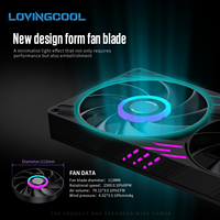 Ventilateur ARGB tout-en-un LOVINGCOOL pour boîtier PC gaming, PWM 4 broches 5V, ventilateur RGB intégré, refroidisseur de matériel informatique haute vitesse 2500 tr/min