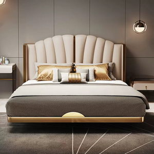 Vua Kích Thước Khung Giường Bọc Sang Trọng Hiện Đại Nền Tảng Giường Gỗ Set Với Đầu Giường Chất Lượng Cao Hot Thiết Kế Mới <span class=keywords><strong>2025</strong></span> - Product Image 1