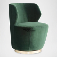 Fauteuil en velours en acier inoxydable doré moderne de luxe italien, mobilier d'hôtel italien, canapé de détente rotatif pour salon