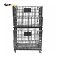 Panier industriel en fil métallique galvanisé robuste pour la manutention de matériaux de stockage d'entrepôt pliable