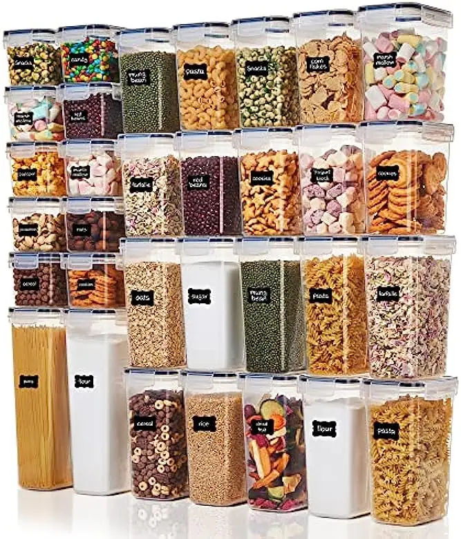 Pantry Organisatoren 24 Pak Grote Luchtdichte Plastic Graancontainer Doos Voedsel Opslagcontainers Sets Voor Suiker, Meel, Droog Voedsel