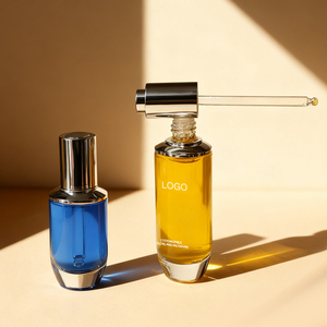 Pot compte-gouttes en verre rond en forme de triangle de couleur personnalisée 1 floz 1.7 floz emballage de pipette de luxe pour huile de visage sérum - Product Image 1