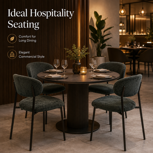 Sedie da Pranzo con Schienale Flottante, Seduta e Schienale in Ciniglia Verde Foresta, Telaio Sottile in <span class=keywords><strong>Metallo</strong></span> <span class=keywords><strong>Nero</strong></span> per Uso in Caffetterie Moderne - Product Image 2