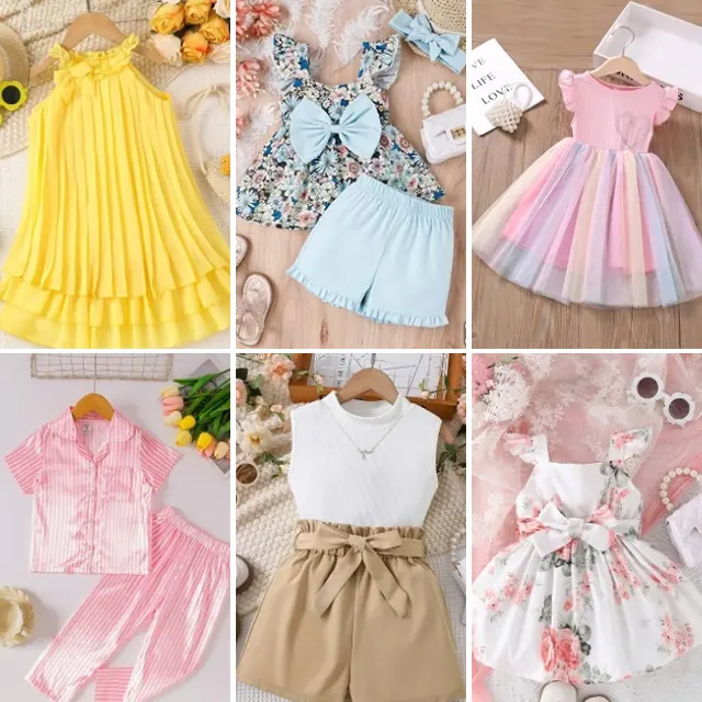 Wholesale children's dresses summer colorful patterns cute suspenders party dresses children's women's clothing randomly shipped