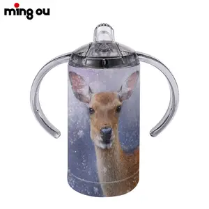 Thăng Hoa Baby Kids Chai Thép Không Gỉ 12Oz Ly Sippy Thẳng Có Tay Cầm