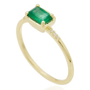 Bague en or jaune massif 14 carats avec émeraude, diamant et <span class=keywords><strong>saphir</strong></span>, style architectural minimaliste du milieu du siècle, bijou de famille de luxe pour femmes et hommes - Product Image 6