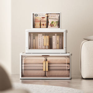 Boîte de rangement pliable double porte pour la maison, en plastique, organisateur de vêtements pliable, bac empilable pour jouets et articles divers, vente en gros - Product Image 4