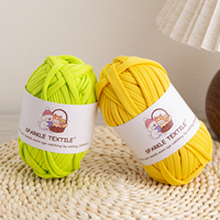 Fil à tricoter à la main en gros pour sacs DIY, 100g, teint uni, 46 couleurs, fil épais en tissu, fil en polyester en bandes de tissu