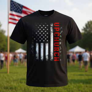 Camiseta Upchurch con bandera americana, diseño patriótico negro para hombre - Product Image 3
