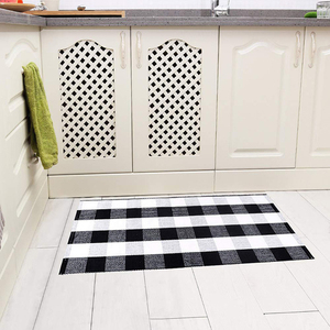 2020 <span class=keywords><strong>Venta</strong></span> caliente blanco y negro Buffalo Check alfombra Anti-slip algodón las alfombras de cocina <span class=keywords><strong>piso</strong></span> Mat - Product Image 2