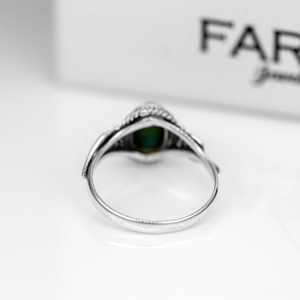 Anillo de Plata de Ley 925 con piedras preciosas turquesas naturales hechas a mano de La India para joyería de mujer - Product Image 4