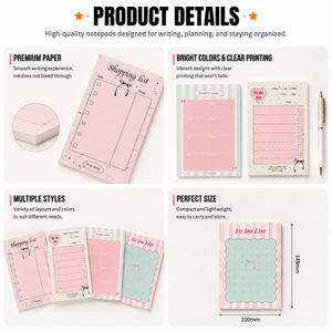 Colorful To Do List <b>Memo</b> <b>Pads</b> Custom Printed Sticky Notes Weekly Planner Notepads Stationery for Office School Daily Planning - Product Image 2