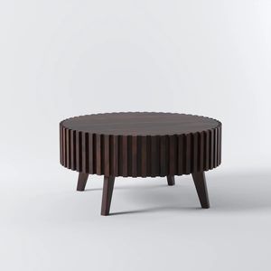 Table basse ronde en bois de Sheesham artisanal, table basse en bois de qualité supérieure pour salon, bureau à domicile, hôtel et salle de séjour - Product Image 1