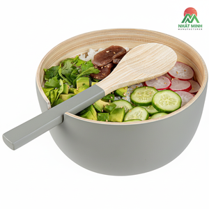 Bambuddha - Tazón para Ensalada de Bambú de 25 Onzas, 1 Tazón para Servir Resistente - Plato para Frutas de Bambú Gris, Sostenible y Reutilizable - Product Image 1