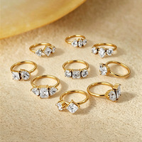 Bague de mariage empilable pour femme en acier inoxydable 304 plaqué or PVD 18 carats, sertie de grands zircons, étanche, style luxe et mode