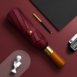 <span class=keywords><strong>Parapluie</strong></span> de <span class=keywords><strong>luxe</strong></span> de haute qualité à 3 plis, noir, résistant au vent, automatique, pour <span class=keywords><strong>homme</strong></span> d'affaires, impression de logo, <span class=keywords><strong>parapluie</strong></span> de pluie avec poignée en bois - Product Image 4