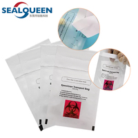 Sacs d'échantillons recyclables et inviolables avec logo personnalisé, sacs de sécurité en plastique étanche à risque biologique, pochette sur pied, caractéristique antistatique d'approvisionnement