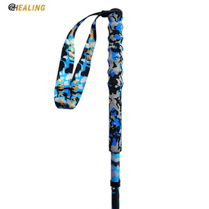 Bastones de Trekking de Fibra de Carbono, 5 Secciones Ajustables, Plegables, para Senderismo y Caminata, Color Azul Camuflaje - Product Image 2