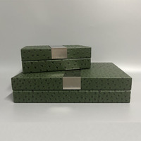 Vente chaude moderne de luxe vert foncé en cuir boîte à bijoux Simple élégant maison hôtel stockage décor étui boîte Caixa De Joias ensemble de 2