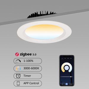Downlight LED Zigbee 3.0 3000-6000K, dimmable, contrôle par application, encastré, design minimaliste en aluminium, angle de faisceau de 120 degrés - Product Image 1