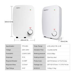 Calentador de agua eléctrico sin tanque de 5.5kW y 220V, calentador instantáneo de agua caliente para ducha, electrodoméstico para el hogar. - Product Image 5