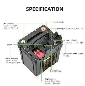 Batterie au lithium 12V 50Ah rechargeable au phosphate de fer avec BMS intégré pour caravane, marine, solaire - Product Image 3
