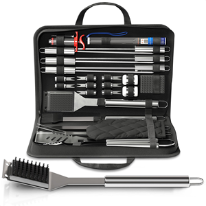 Ensemble d'outils de barbecue d'usine, kit d'ustensiles de barbecue d'extérieur, accessoires de barbecue avec étui en aluminium, coffret cadeau - Product Image 1